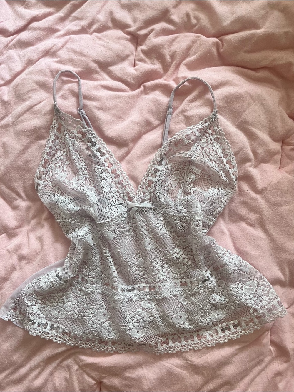 Oscar de la Renta White Lace Chemise Top